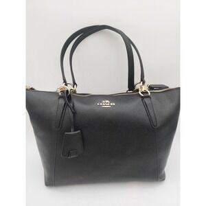 Coach Ava Tote Crossgrain Black Leather Shoulder Bag with Gold F57526
